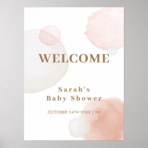 Boho Watercolor Abstract Baby Shower Welcome Poster