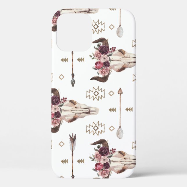 Boho watercolor: arrows, skull pattern. Case-Mate iPhone case (Back)