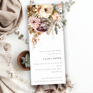 Boho Watercolor Autumn Floral Bunch Baby Shower Invitation