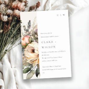 Boho Watercolor Autumn Floral Bunch Engagement Invitation