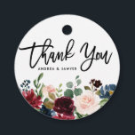 Boho Watercolor Autumn Floral Garland Thank You Favour Tags<br><div class="desc">Send love and thanks with this customisable floral thank you favour tag. It features watercolor illustrations of burgundy, blush and blue floral garland with foliage accents. This watercolor thank you tag is perfect for autumn and boho themed weddings, baby showers, bridal showers and so much more. Matching items are available....</div>