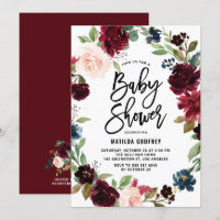 Boho Watercolor Autumn Floral Wreath Baby Shower