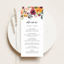 Boho Watercolor Autumn Flowers Fall Wedding