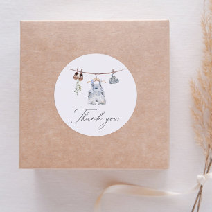 Boho Watercolor Baby Clothes Boy Baby Shower Classic Round Sticker