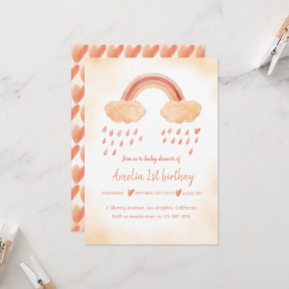 Boho watercolor baby shawer invitation