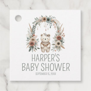 Boho Watercolor Bear Baby Shower Favour Tags