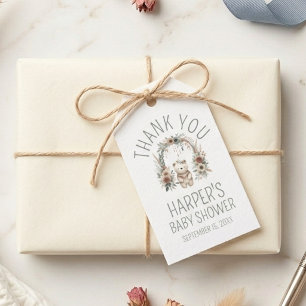 Boho Watercolor Bear Baby Shower Favour Thank You Gift Tags