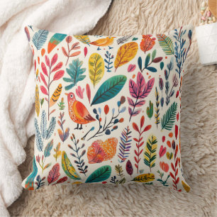 Boho Watercolor Birds – Artistic Nature-Inspired 2 Cushion