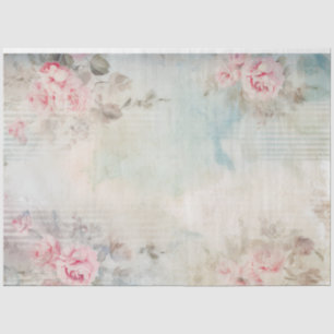 Boho watercolor blush pink roses chic blue tissue paper