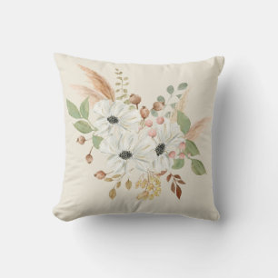 Boho Watercolor Bouquet Cushion