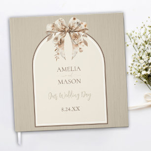 Boho Watercolor Bow Wedding Guest Book