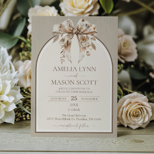 Boho Watercolor Bow Wedding  Invitation