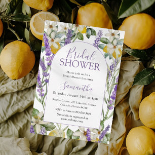 Boho Watercolor Bridal Shower Lemon & Lavender Invitation
