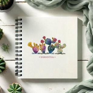 Boho Watercolor Cactus Personalised Journalling Notebook