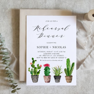 Boho Watercolor Cactus Summer Rehearsal Dinner Invitation