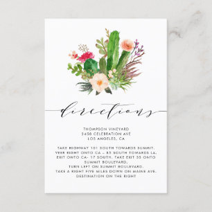 Boho Watercolor Cactus Wedding Directions Enclosure Card
