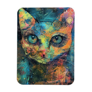 Boho Watercolor Cats – Earthy Feline Art (10) Magnet