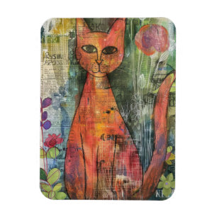 Boho Watercolor Cats – Earthy Feline Art (11) Magnet