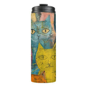 Boho Watercolor Cats – Earthy Feline Art (12) Thermal Tumbler