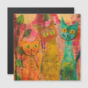 Boho Watercolor Cats – Earthy Feline Art (2)