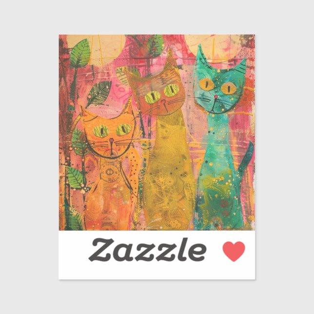 Boho Watercolor Cats – Earthy Feline Art (2) (Sheet)