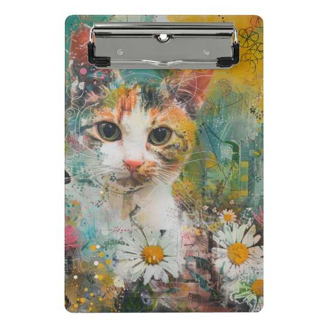 Boho Watercolor Cats – Earthy Feline Art (3) Mini Clipboard (Front)