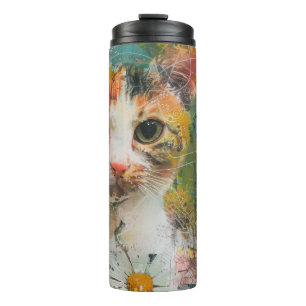 Boho Watercolor Cats – Earthy Feline Art (3) Thermal Tumbler
