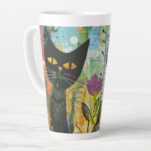 Boho Watercolor Cats – Earthy Feline Art (4) Latte Mug