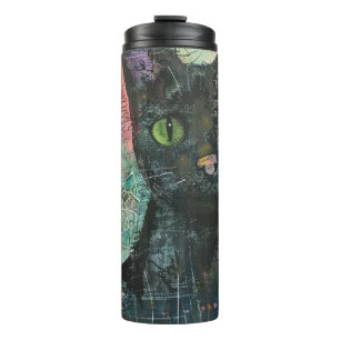 Boho Watercolor Cats – Earthy Feline Art (5) Thermal Tumbler