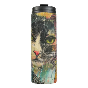 Boho Watercolor Cats – Earthy Feline Art (6) Thermal Tumbler