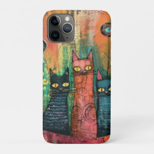 Boho Watercolor Cats – Earthy Feline Art iPhone 11 Pro Case