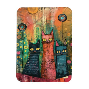 Boho Watercolor Cats – Earthy Feline Art Magnet