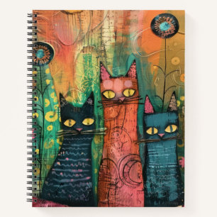 Boho Watercolor Cats – Earthy Feline Art Notebook