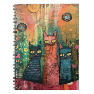 Boho Watercolor Cats – Earthy Feline Art Notebook
