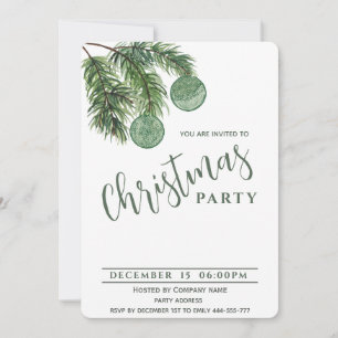 Boho watercolor Christmas balls corporate Holiday Invitation
