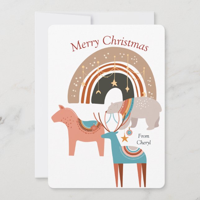 Boho Watercolor Christmas Card (Front)