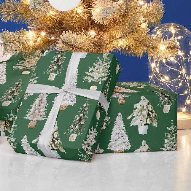 Boho Watercolor Christmas Composition Greeting Wrapping Paper (Holidays)