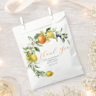 Boho Watercolor Citrus Orange Lemon Bridal Shower Favour Bag