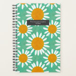 Boho Watercolor Daisies Planner<br><div class="desc">Oversize daisies over a green background.</div>