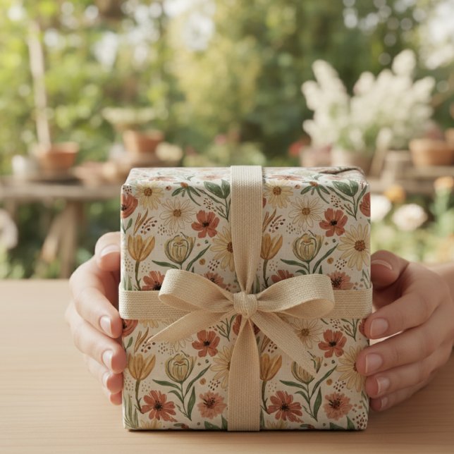 Boho Watercolor Daisy Floral Wrapping Paper (Creator Uploaded)