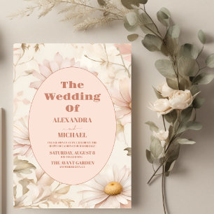 Boho Watercolor Daisy Wedding Invitation