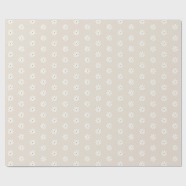 Boho Watercolor Daisy Wrapping Paper (Flat)