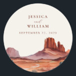 Boho Watercolor Desert Wedding Classic Round Sticker<br><div class="desc">Boho Watercolor Desert Wedding Stickers</div>