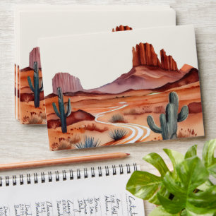 Boho Watercolor Desert Wedding Envelope