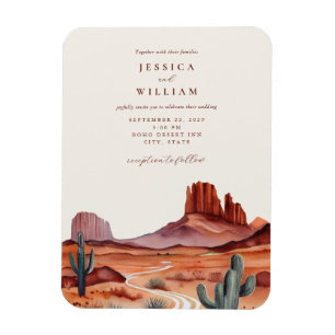 Boho Watercolor Desert Wedding Invitation Magnet