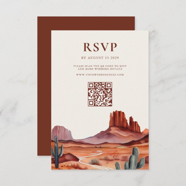 Boho Watercolor Desert Wedding RSVP Card (Front/Back)