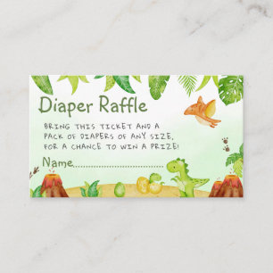 Boho Watercolor Dinosaur Greenery diaper raffle Enclosure Card