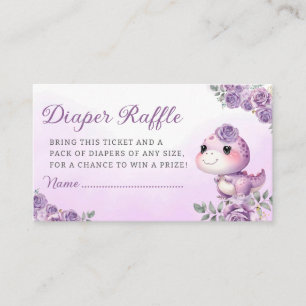 Boho Watercolor Dinosaur purple girl diaper raffle Enclosure Card