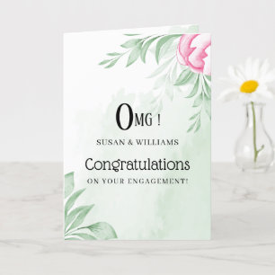 Boho Watercolor Eucalyptus Engaged Congratulations Card