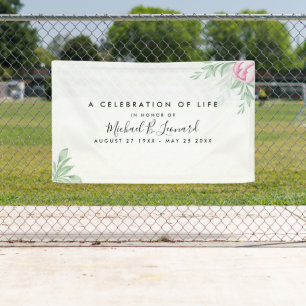 Boho Watercolor Eucalyptus Funeral Memorial Banner